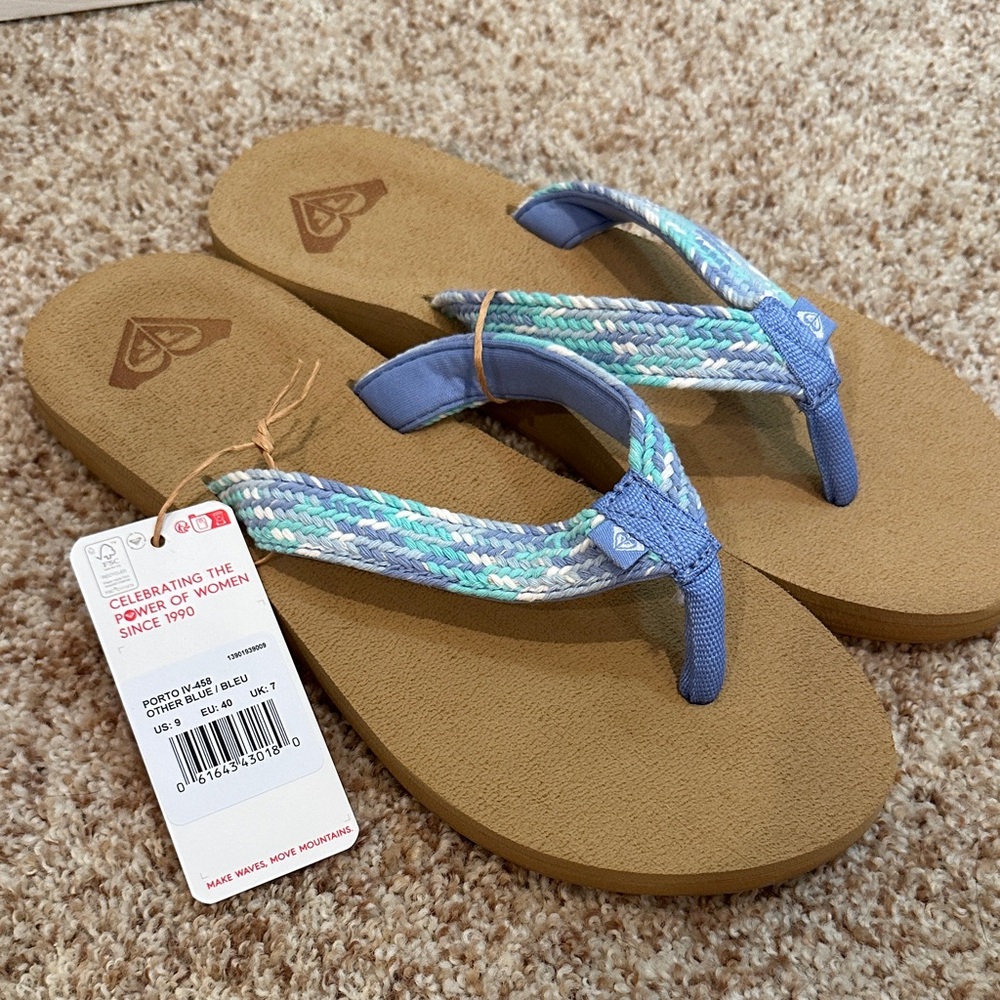 Roxy Porto IV Multicolor Braided Strap Thong Flip Flop Sandals 9
